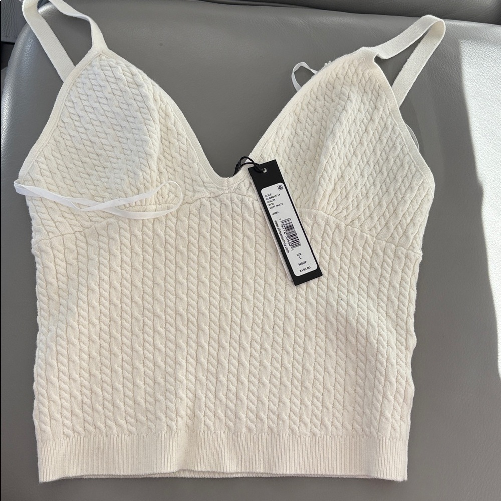 Alice and Olivia $195 Kenna Cable Knit Tank cropped NWT - Picture 2 of 12
